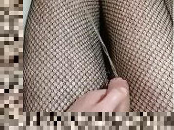 Pissing on my sisters fishnet stockings