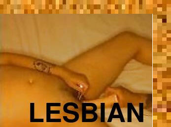 Lesbian orgasm with dildo