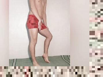 Young hot guy posing in underwear - red briefs - boxers
