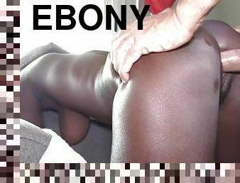 Petite ebony teen takes a big cock and a massive creampie