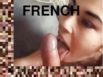 femme, amateur, fellation, ejaculation-sur-le-corps, maison, française, naturel, belle, bite