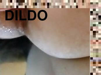 Solo male, close up dildo ride