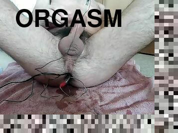 Electrocution of cock and hole with multiple orgasms