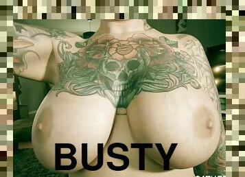 Inked busty slut POV porn video