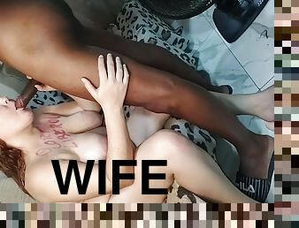 He freed his wife to give it to her lover with a big cock, whore wife