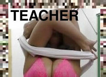 Dominatrix teacher milk her sex study object.