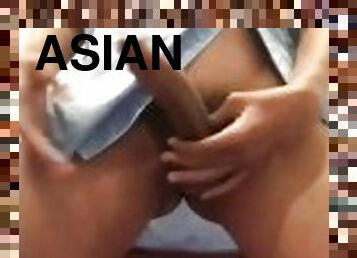 asiatisk, gay, avrunkning, college, ensam, twink