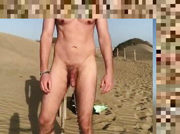 nudist, pissing, homofil, kamera, strand, voyeur, alene