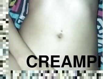 Huge creampie after teasing him