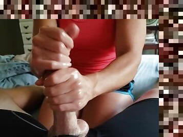 payudara-besar, amatir, cumshot-keluarnya-sperma, penis-besar, handjob-seks-dengan-tangan-wanita-pada-penis-laki-laki, pasangan, sudut-pandang, jarak-dekat, tato, penis