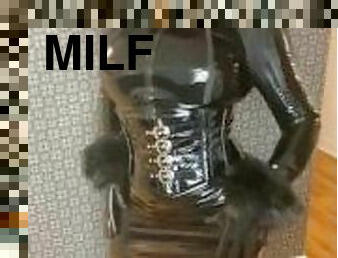 masturbation, collants, amateur, anal, ejaculation-sur-le-corps, milf, latina, latex, solo, fumer