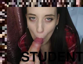 Cute Student Sucks Teachers Cock After Class