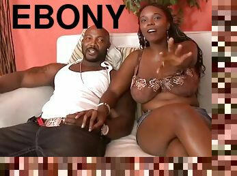 Big booty ebony moans as she gets fucked hard by a black stud