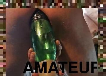 botella, enorme, amateur, anal, juguete, a-solas