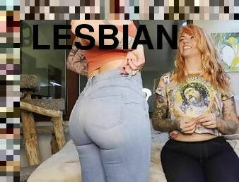 lezbejke, usko, fetiš, jeans, u-lice, femdom