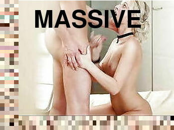 svær, cumshot, handjob, facial, cum, blond, massiv