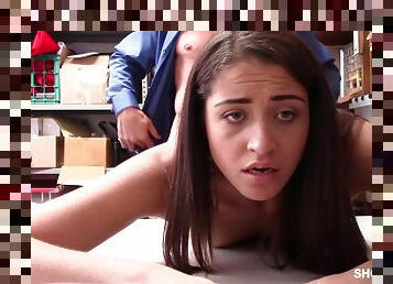Avi Love In Small Boobed Undresses And Gets Fucked By Cop In His Office