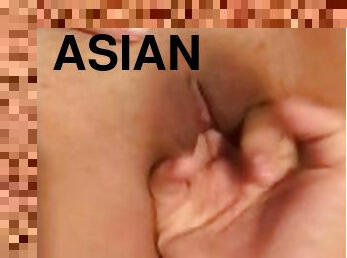 asiático, orgasmo, squirting, amateur, babes, adolescente, con-los-dedos, novia, adolescente-asiático