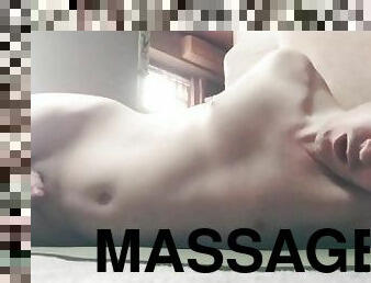Cute bisexual boy massages prostate and cums all over
