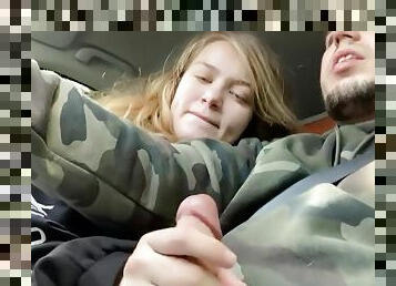 Blonde Teen Sucks Cock In Car