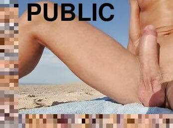 masturbation, public, plage, bite