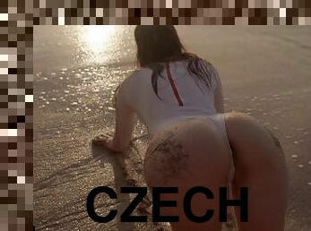 guza, velike-sise, porno-zvijezde, plaža, stopala-feet, napaljeni, prirodno, fetiš, česi, mokri