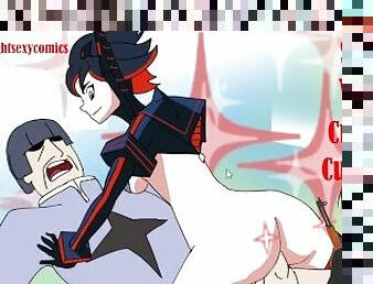 Ryuko Matoi cavalgando no pau ate gozar