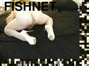white fishnet hose and heels is how it goes for good feels. a little wackin at the end but no juice