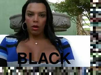 Latin tranny kamily santos rides a big black cock