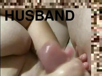 Husband getting fucked by 8 dildo