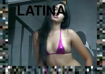 latinska, ensam, bikini, brunett