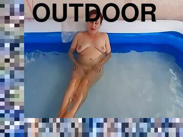 storatuttar, nudist, utomhus, fitta-pussy, amatör, milf, par, amerikansk, pool, ensam