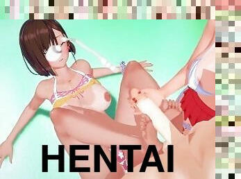 tinejdžeri, žestoko, krempita, plaža, u-troje, stopala-feet, animacija, hentai, 3d, fetiš