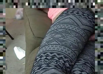 Cumshot on yoga pants