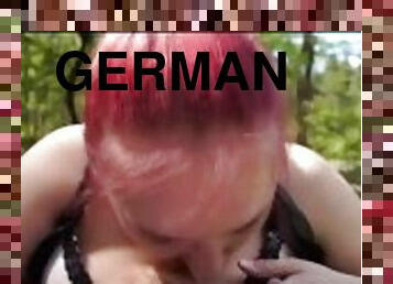 groß-titten, doggy, im-freien, öffentliche, anal-sex, babe, blasen, junge, deutsch, creampie