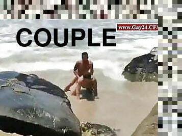A gay couple decided to fuck in the rough sea