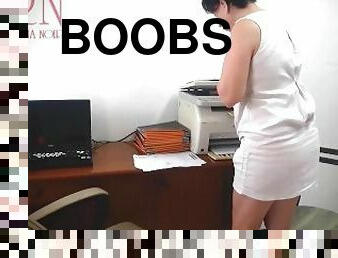 SEXRETARY Secretary scans boobs and pussy on MFP in office  1
