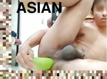 asien, immens, dilettant, anal-sex, beule-schuss, immens-glied, spielzeug, homosexuell, wichsen, creampie