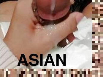 asiatisk, onani, amatør, ladyboy, sperm, liderlig, solo