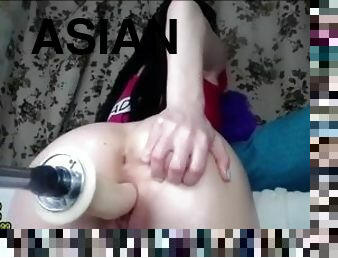 asiatisk, masturbation, fitta-pussy, amatör, leksak, japansk, avrunkning, fingerknull, maskiner, dildo