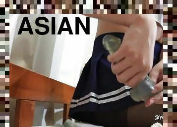 asiatisk, onani, orgasme, amatør, anal, udløsning, teenager, bøsse, strømper, sperm