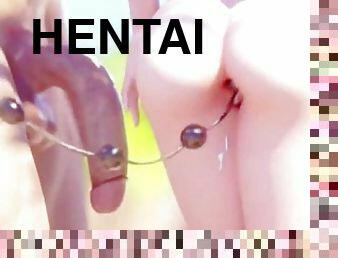 gros-nichons, chatte-pussy, japonais, plage, butin, hentai, seins, blanc