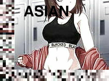 asiatisk, interracial, creampie, svelging, cum, knulling-fucking, anime, hentai, ydmykelse, afrikansk