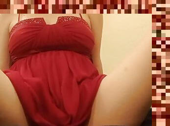 18 year old rubbing pussy after prom in little dress no panties
