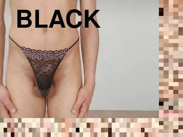 Black Thong Sissy try out