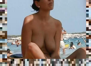 al-aire-libre, cámara, playa, voyeur, topless