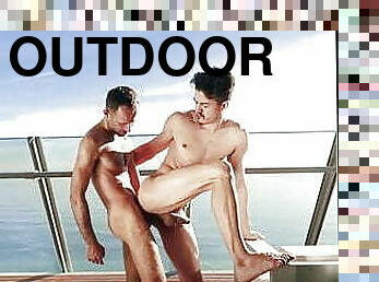 udendørs, anal, kæmpestor-pik, bøsse, par