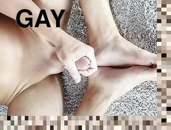 gay, pieds, ejaculation, fétiche, orteils