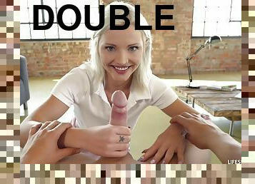 anal, gigantisk-kuk, avrunkning, dubbel, pov, college, blond, tatuering, penetrering