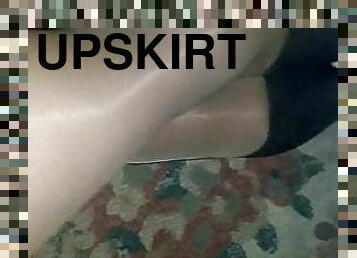 masturbation, strumpbyxor, smal, milf, latinska, under-kjolen, strumpor, underkläder, bisexuell, close-up